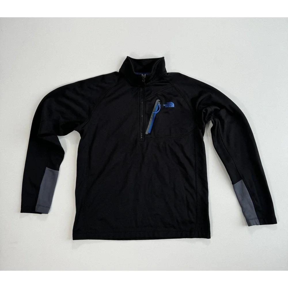 The North Face Mens Medium 1/4 Zip Sweater Pullover Black Active Hiking Fleece